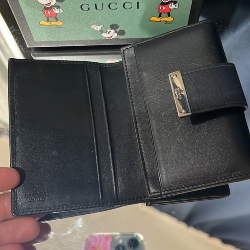 🖤GUCCI GG MONOGRAM CANVAS LEATHER CARD WALLET - Picture 4 of 13